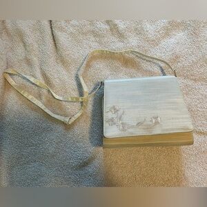 Ivory Shoulder Strap Wedding Bag Floral Embroidery